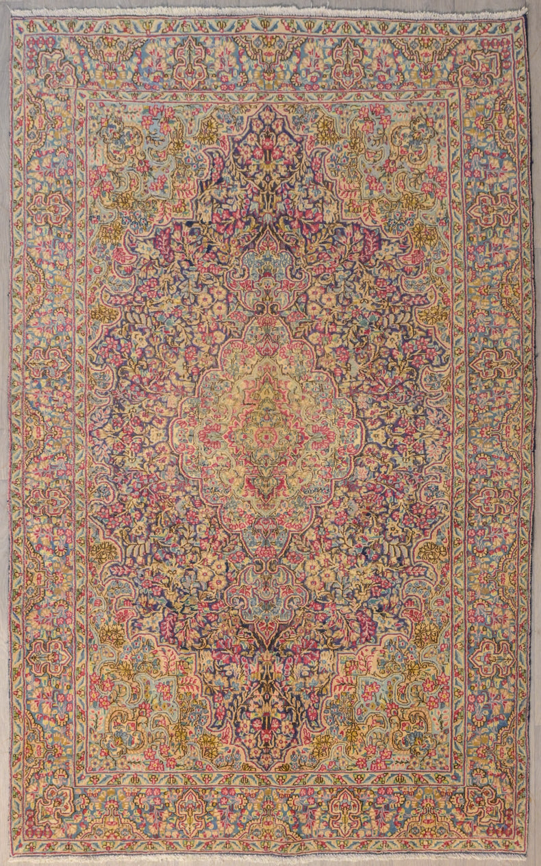 Vintage Persian Kerman Wool Rug 235cm x 143cm