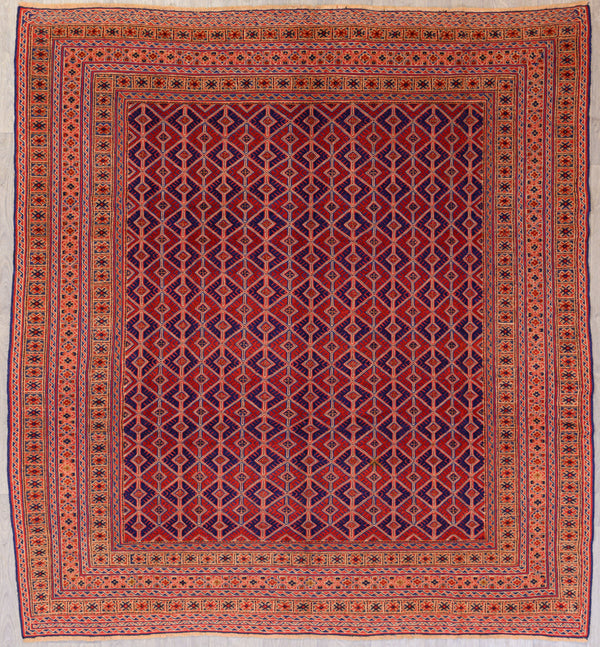 Very Fine Red Persian Meshwani Wool Rug 232cm x 211cm