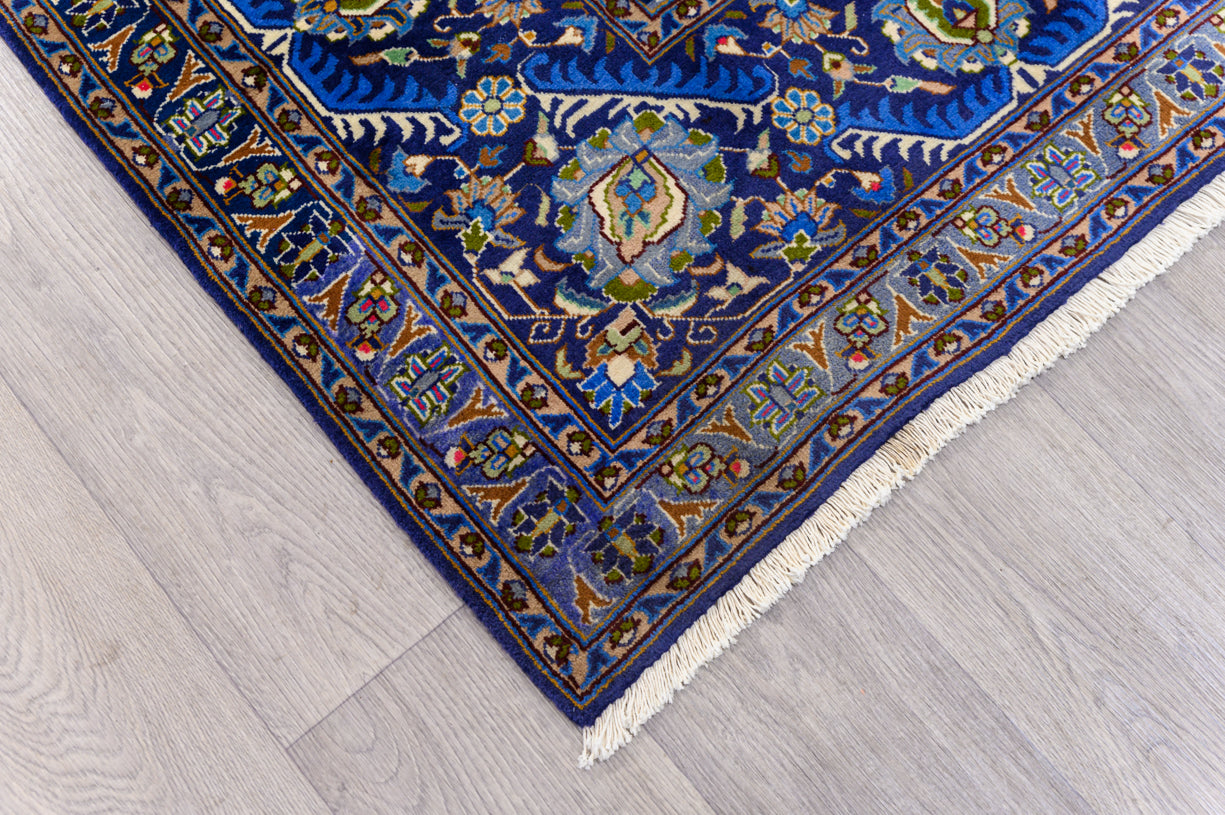 Navy Fine Persian Kashan Wool Rug 404cm x 298cm