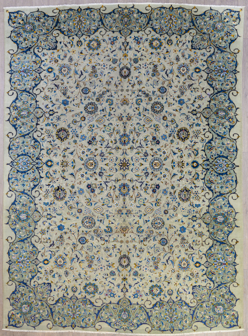 Pistachio Persian Kashan Wool Rug - 375cm x 270cm