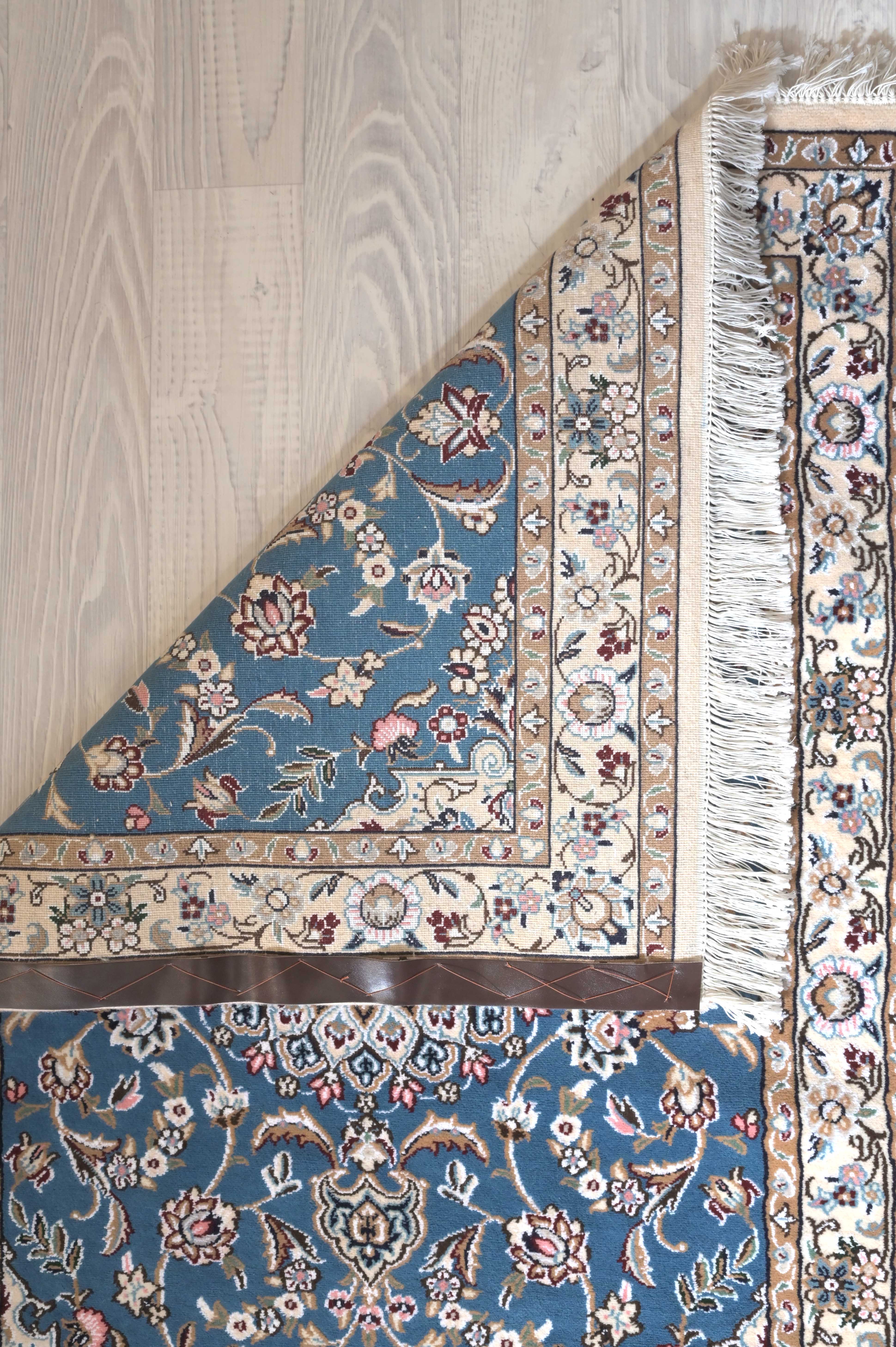 Blue Persian Nain Silk n Wool  Runner 306cm x 88cm