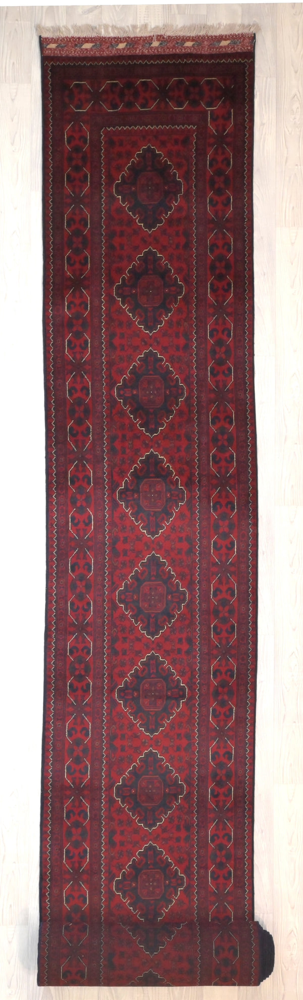 XL Red Afghan Kundus Runner 694cm x 76cm