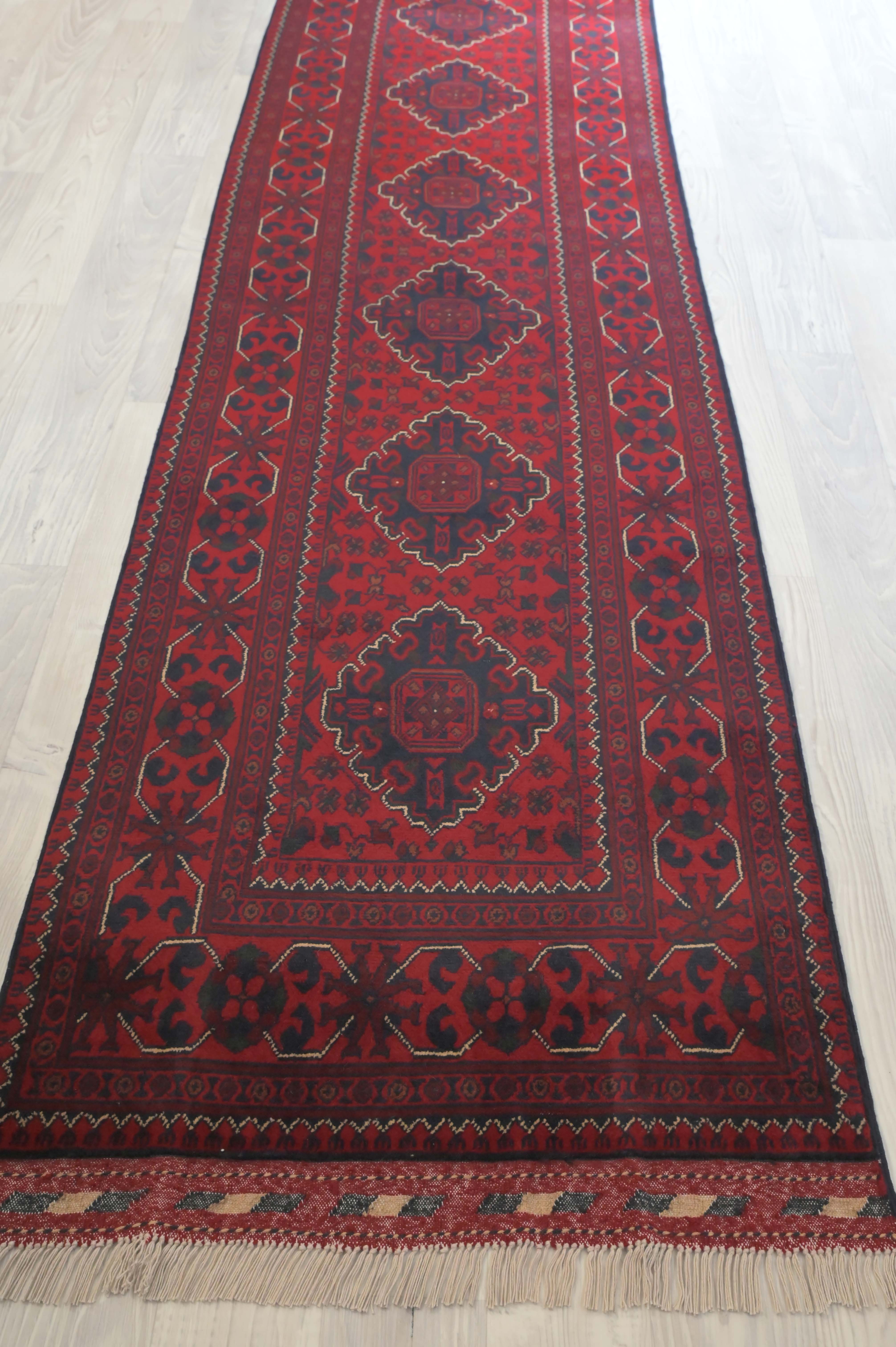 XL Red Afghan Kundus Runner 694cm x 76cm