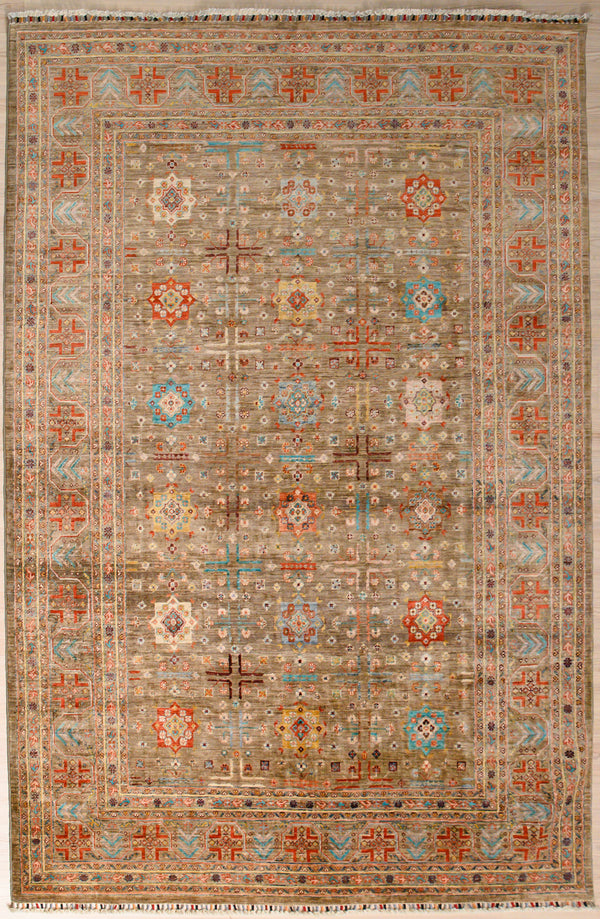 Beige Fawn Afghan Chobi Rug 296cm x 200cm