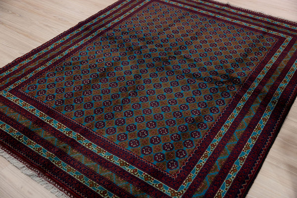 uthentic Handknotted Blue Red Afghan Khoja Roshnai Wool Rug 97cm X 150cm
Decorated with small Gul Motifs all over a moody blue indigo dyed background
Having a light and darker aspect is a trademark of Handmade Rugs
Durable and Wear Resistant Suitable for High Traffic Areas