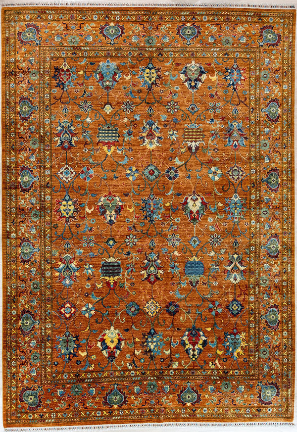 Marmalade Orange Afghan Sultani Chobi Wool Rug 366cm x 269cm