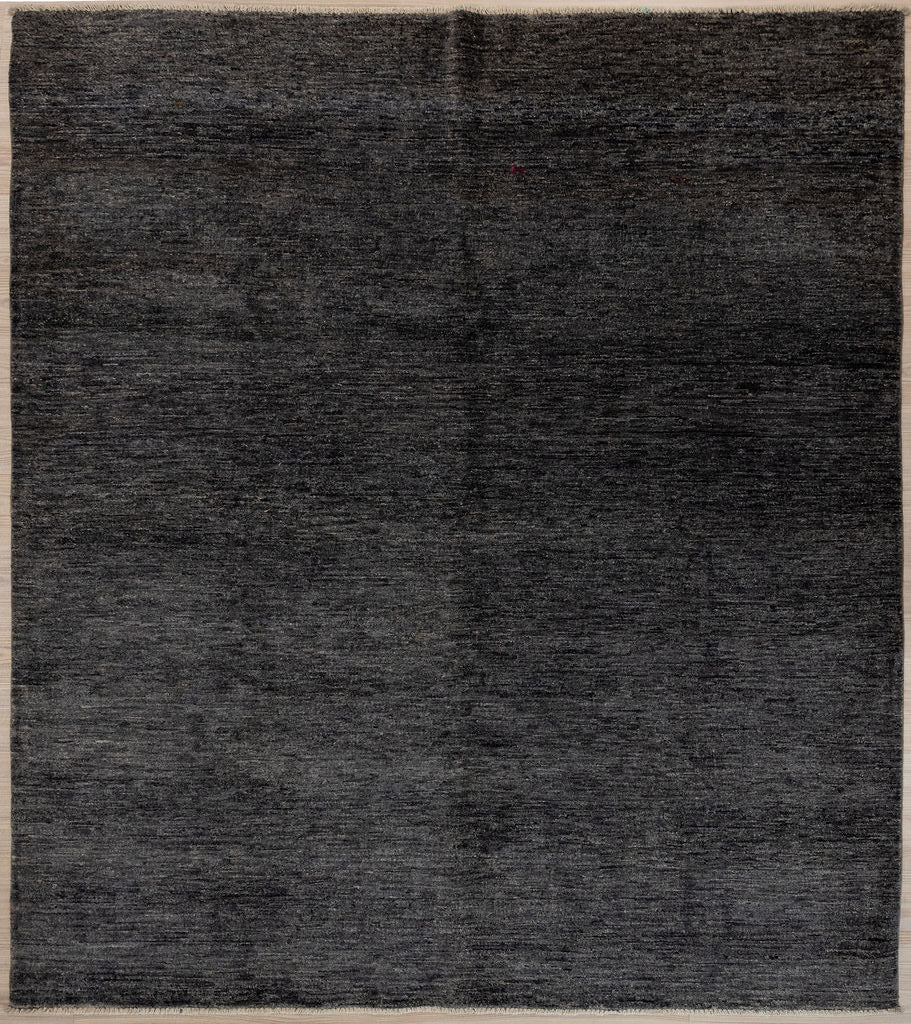 &nbsp;Handknotted Charcoal Afghan Chobi Gabbeh Wool Rug 222cm x 196cm Shebarghan, Afghanistan&nbsp;

&nbsp;Traditional hand knotting but Modern contemporary through a reduced natural wool colour palette made from undyed natural sheep's wool Abstract design with short fringes&nbsp;