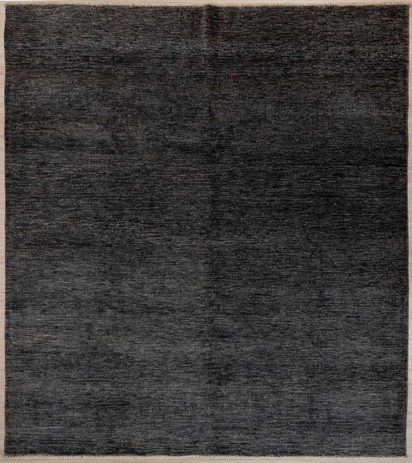 &nbsp;Handknotted Charcoal Afghan Chobi Gabbeh Wool Rug 222cm x 196cm Shebarghan, Afghanistan&nbsp;

&nbsp;Traditional hand knotting but Modern contemporary through a reduced natural wool colour palette made from undyed natural sheep's wool Abstract design with short fringes&nbsp;