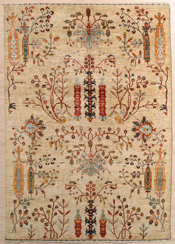 Cream Afghan Rural Chobi Wool Rug 290cm x 200cm