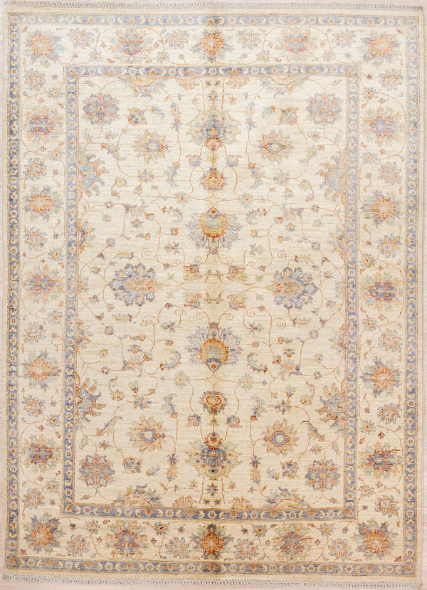 Authentic Hand Knotted Cream Fine Afghan Chobi Wool Rug 231cm x 176cm
Woven by the female Uzbek artisans of Northern Afghanistan
Colour tones all made from natural vegetable dyes.
Natural light earthy tones with a hint of light gold florals making this a beautiful one of a kind piece.
New wool for the Modern cosy home. Beautiful with Victorian furniture or dark wood. Brightens up darker areas