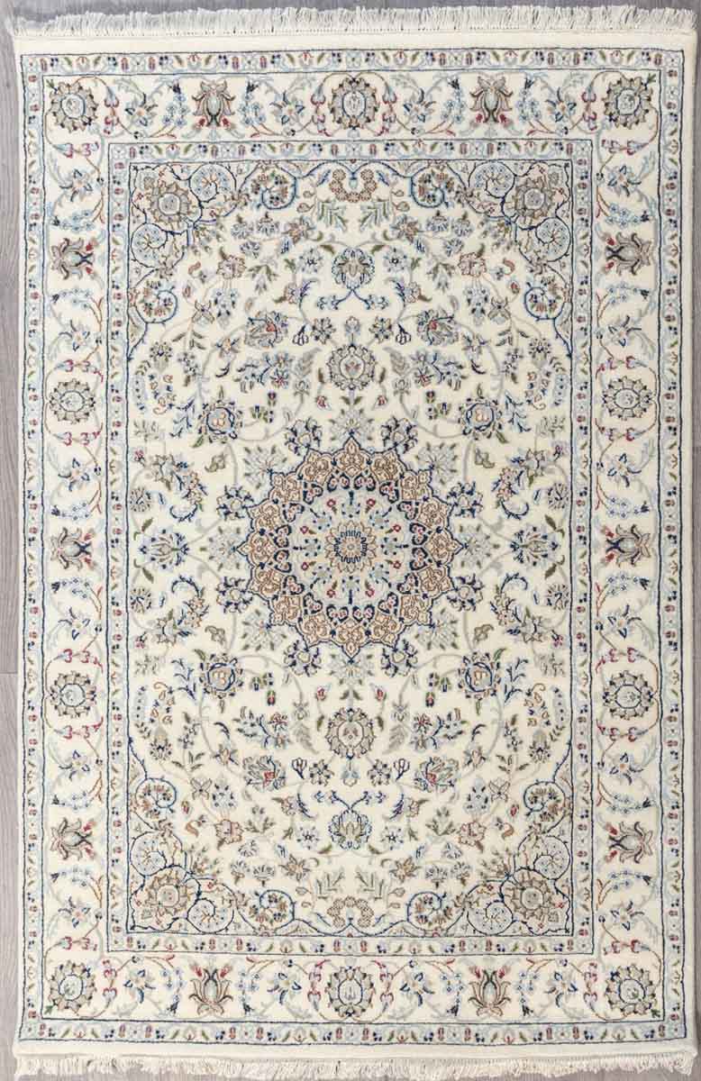 Cream Jaipur Nain Silk n Wool Rug 188cm x 124cm Finely hand knotted with both silk and wool with a substantial pile
A special indulgence for a special place in your home
Cream tone ground carries an all over design of botanical elements, flowers and vines, all rendered in naturally dyed earthy tones.
Having a light and dark aspect is a trademark of Handmade Rugs