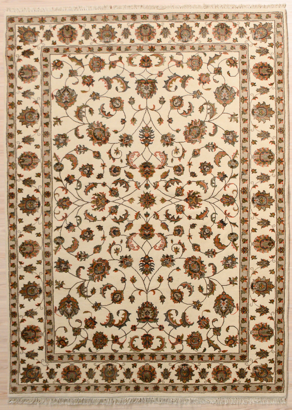Cream Nain Jaipur Silk n Wool Rug 250cm x 150cm