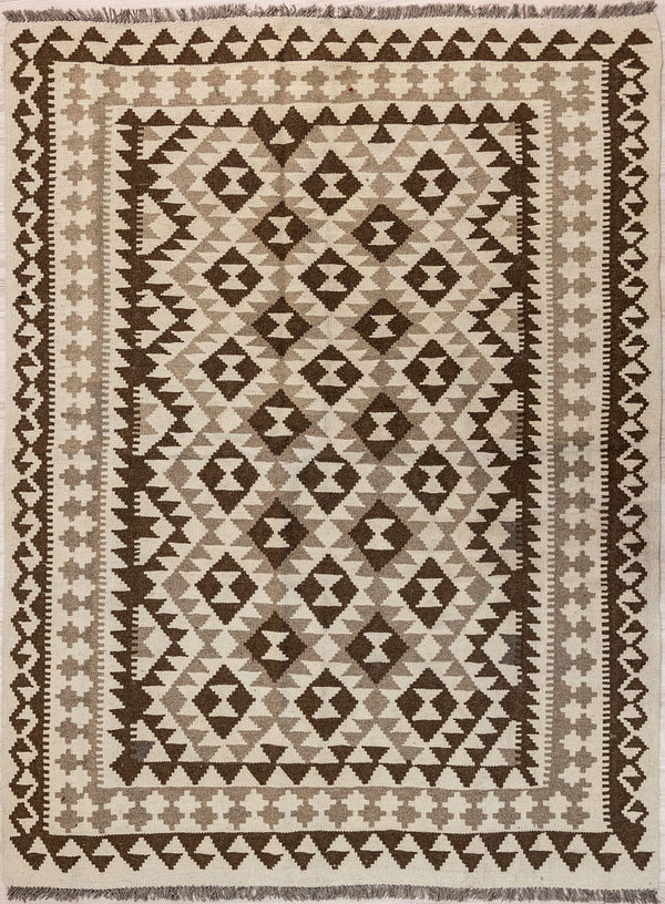 Authentic Handknotted Earthy Cream Afghan Boho Wool Kilim 196cm x 150cm
Beautiful earthy natural wool tones all round
Kilims are a flatweave rug used for over a millennium in Tribal areas of Central Asia and Anatolia.