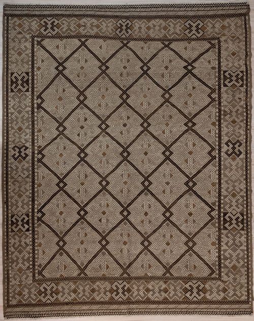 Earthy Persian Sumak Wool Rug 296cm x 247cm