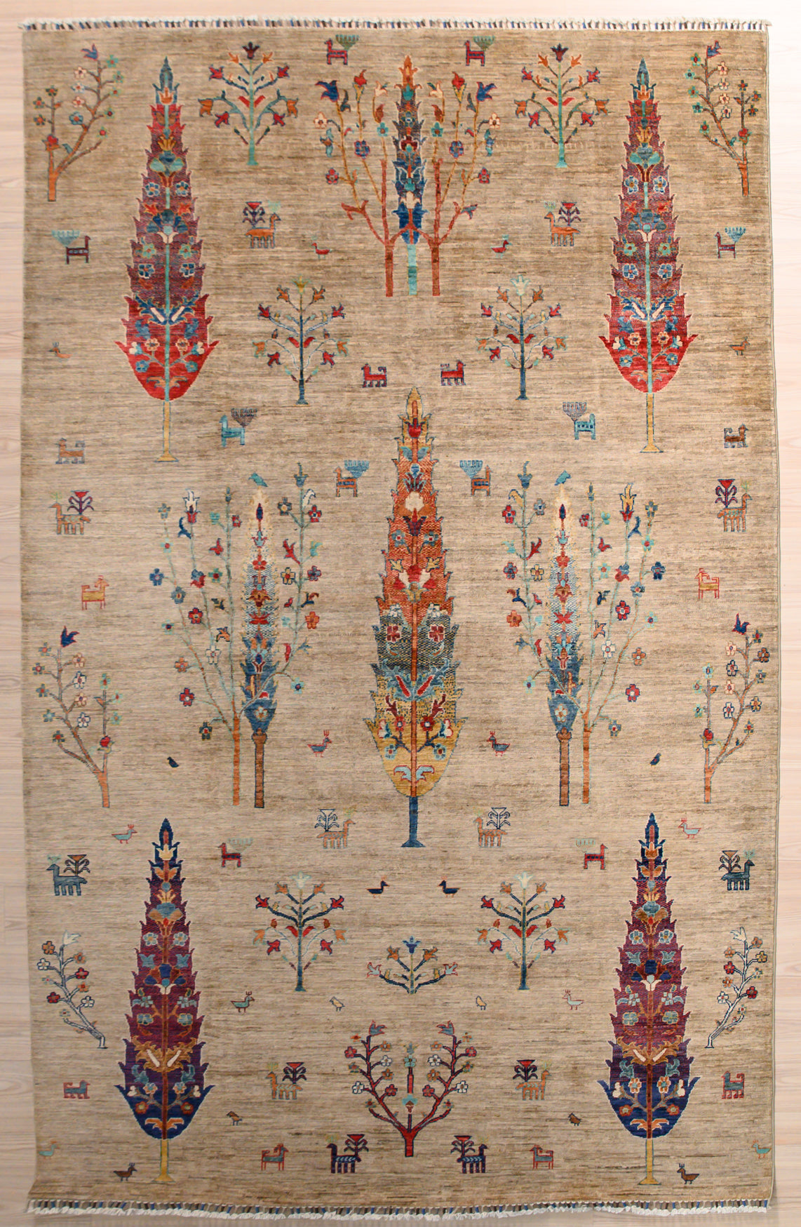 Fawn Afghan Rural Chobi Wool Rug 316cm x 206cm