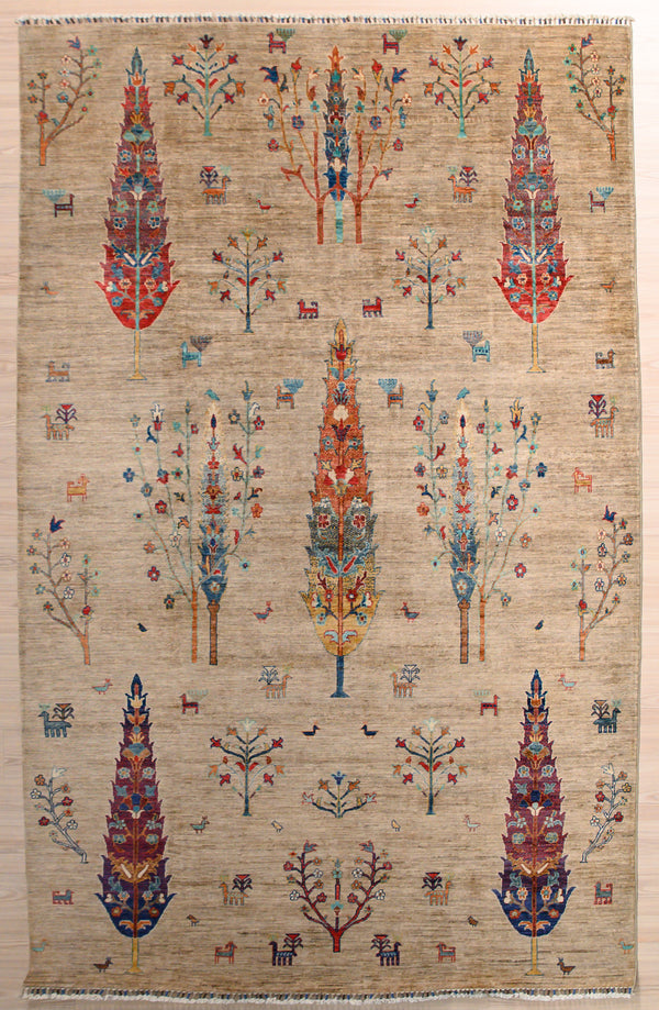 Fawn Afghan Rural Chobi Wool Rug 316cm x 206cm