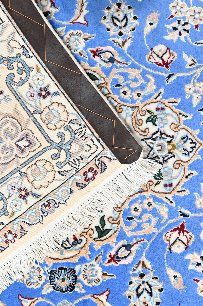 Light Blue Persian Nain Silk n Wool Rug 120cm x 80cm – Knot n' Co