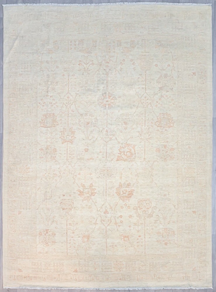 Authentic Handknotted Fine Natural Afghan Chobi Wool Rug 323cm x 240cm Woven by the female Uzbek artisans of Northern Afghanistan