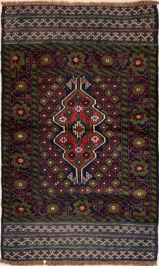 Authentic Handknotted Green Persian Baluchi Wool Rug 145cm x 85cm
This Rug has a central Spindel motif referencing tools of textile making&nbsp; and also intricate, floral designs.
Featuring rare green natural dye colours this rug has woven in all the joy of spring.