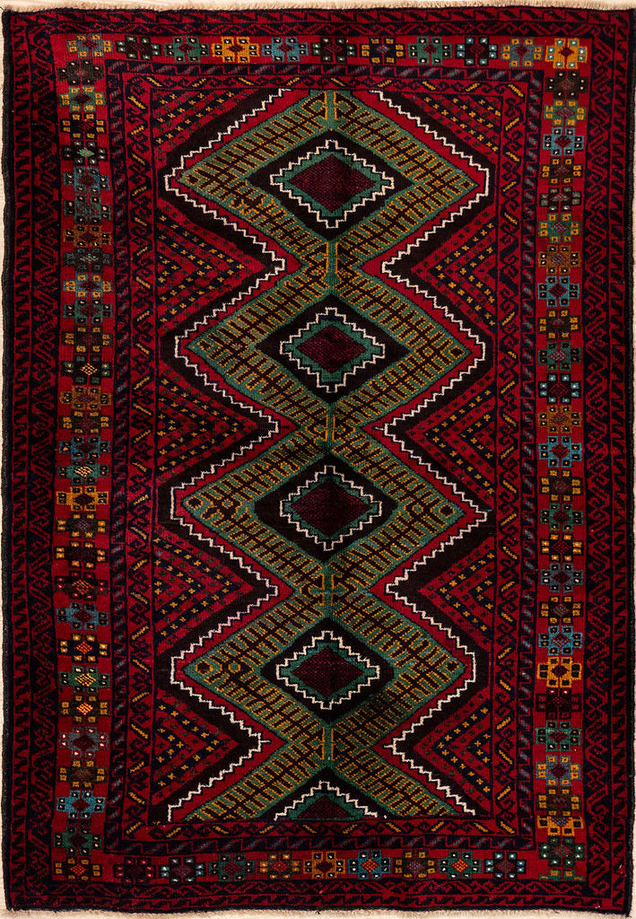 Green Persian Baluchi Wool Rug 162cm x 112cm
Fine intricate river type motifs and multiple borders makes this an engaging piece&nbsp;
Rare green colour, hard to achieve with natural dyes
Emade with&nbsp; all natural dyes and natural sheep wool colours.