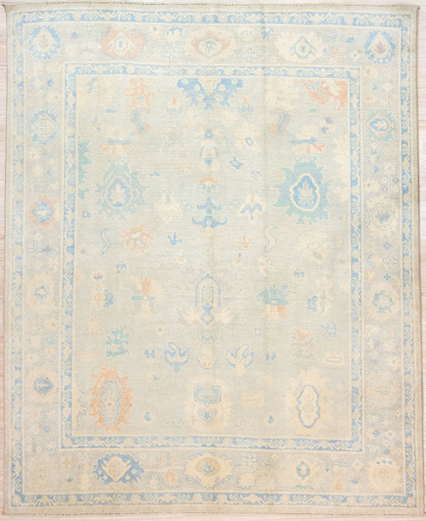 Authentic Hand Knotted Grey Peach Afghan Chobi Wool Rug 233cm x 197cm Large and suitable for dining, living or bedroom areas
Muted beige, green and blue tones on a background of marled variagated palest light peach natural vegetable dyed wool
This light toned rug is plush warm and hardwearing.
Oushak Design brightens your interior and opens your space.
One of a kind detailed piece compatible with both Modern Contemporary or Traditional settings
Having a light and darker aspect is a trademark 