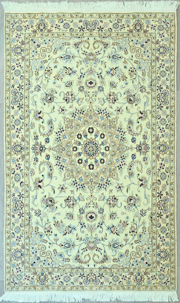 Handknotted Masterpiece Persian Nain 9LA Silk and Lay rug - (210H x 132W)