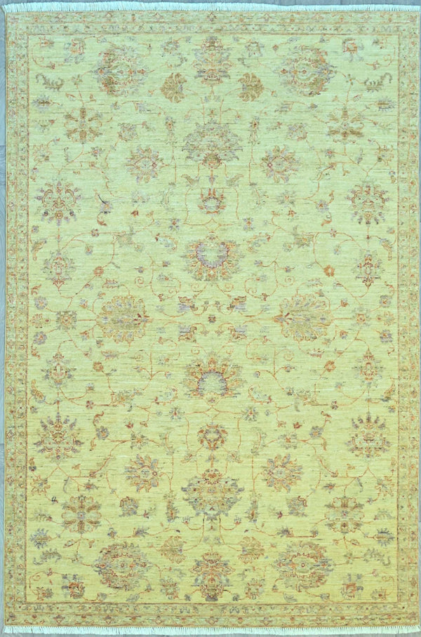 Handknotted Pure Wool Vegetable Dye Afghan Chobi  rug with Beige and Rose Gold/Bronze Tones 