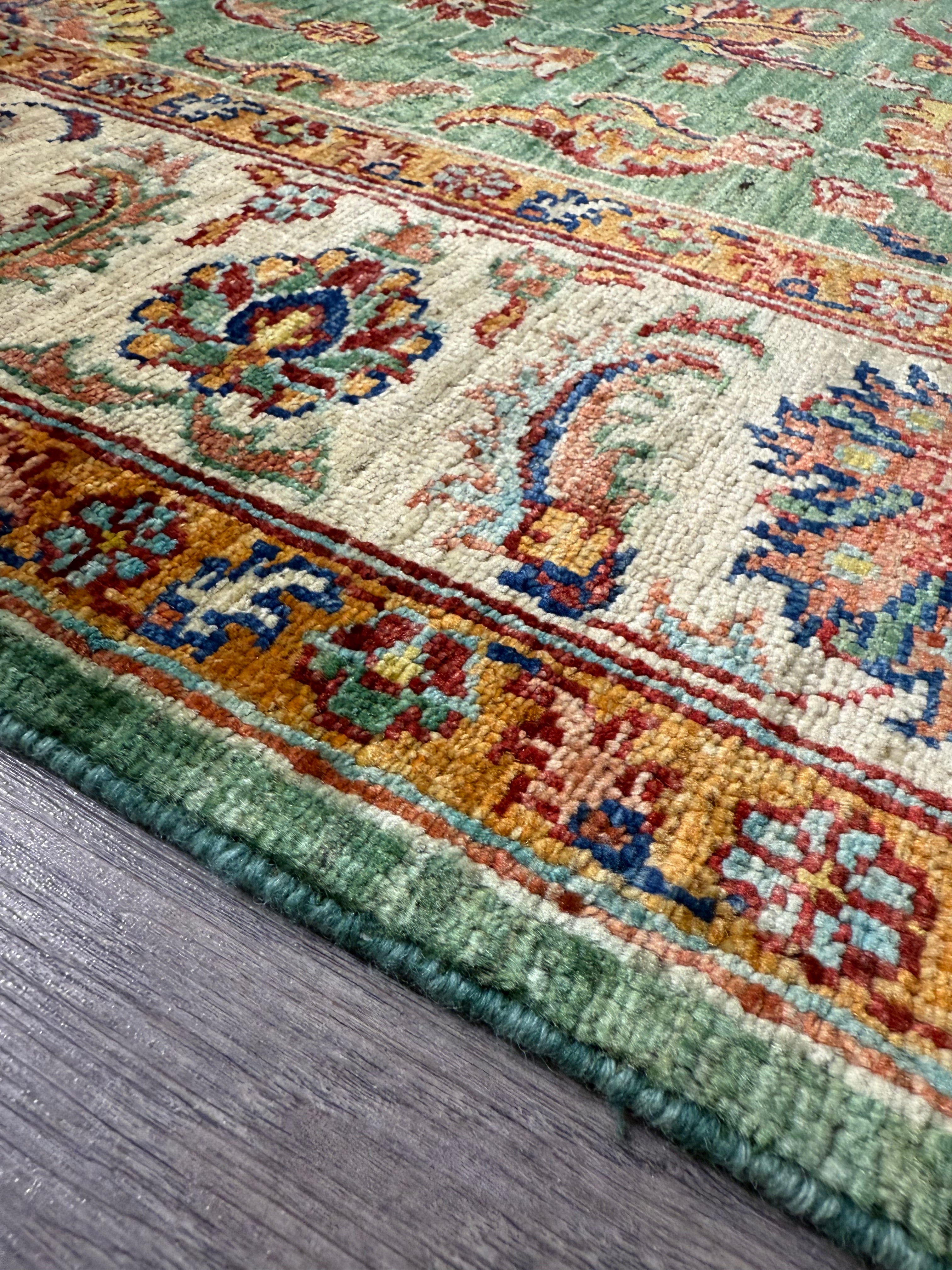 Green Fine Afghan Chobi Rug 205cm x 150cm