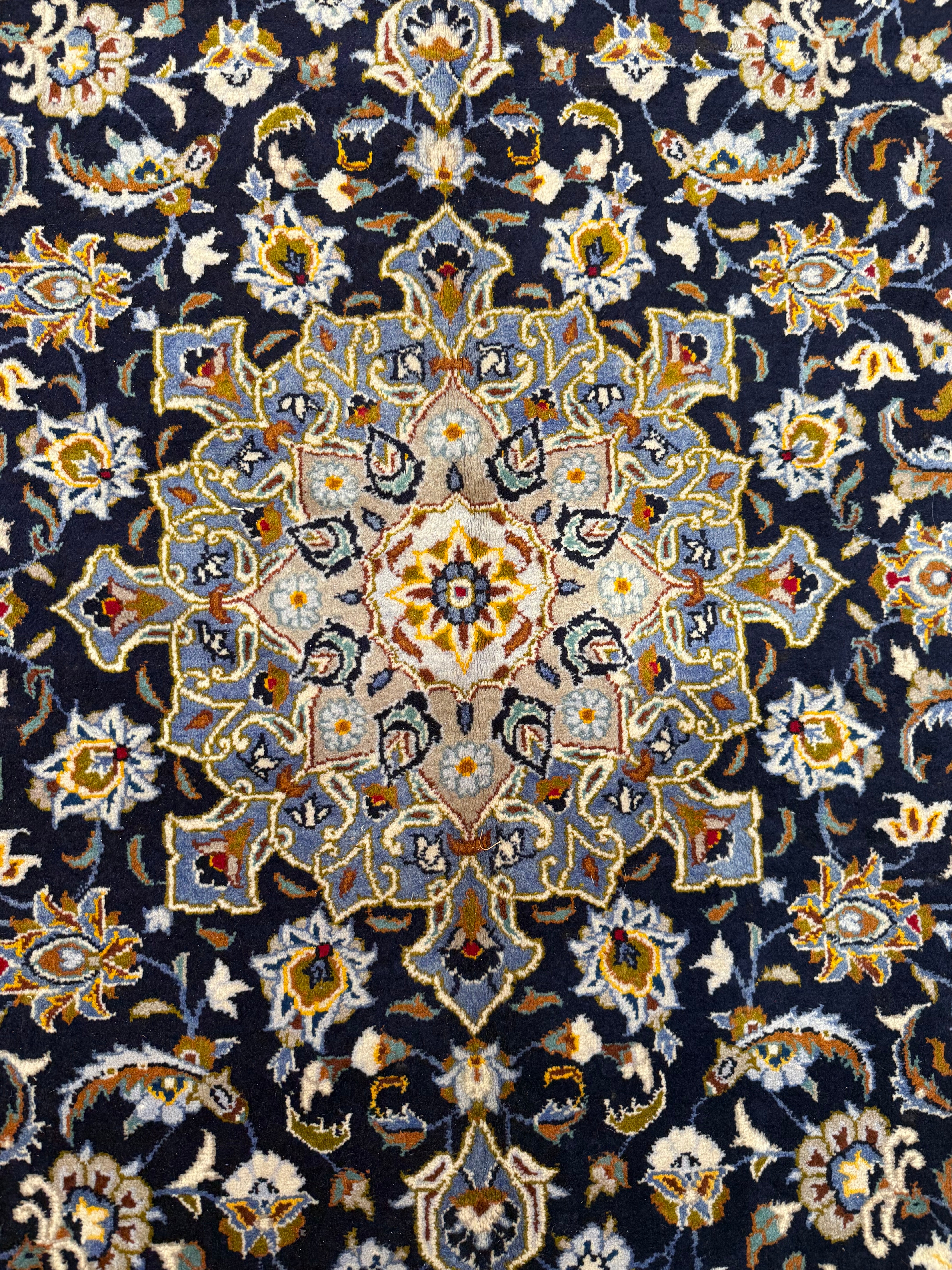 Navy Fine Persian Kashan Wool Rug 337cm x 216cm