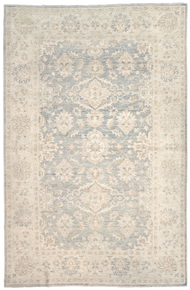 Authentic Handknotted Ivory and Blue Afghan Chobi Wool Rug 272cm x 180cm
Having a light and darker aspect is a trademark of Handmade Rugs
Durable and Wear Resistant wool pile suitable for High Traffic Areas