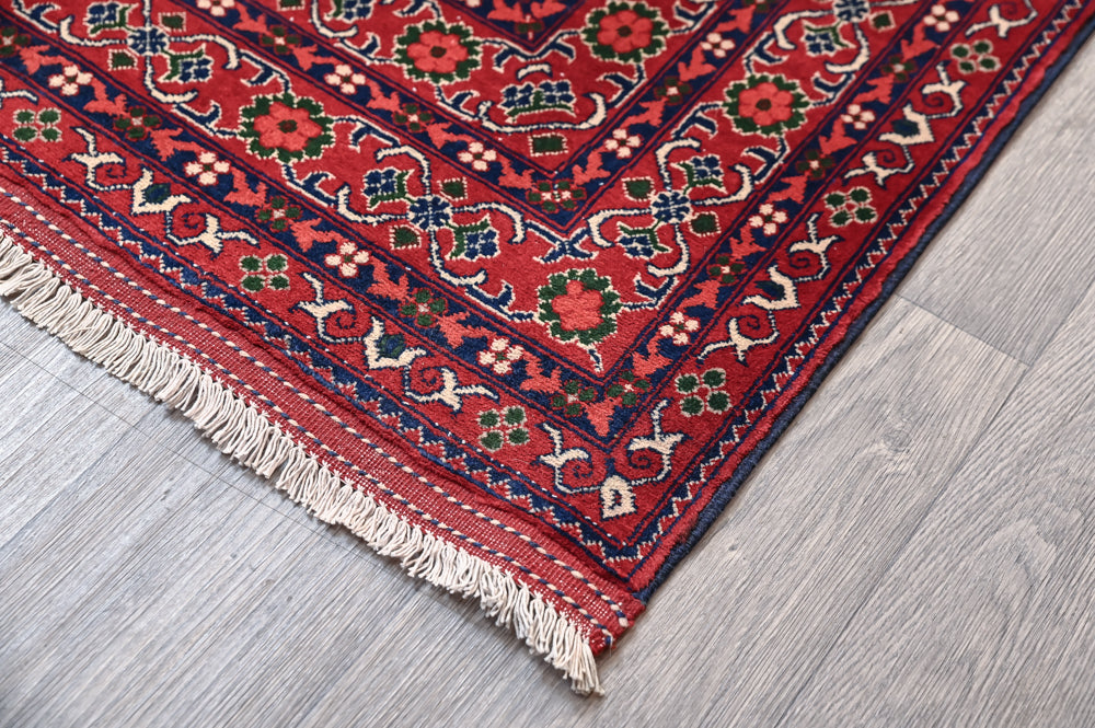 Red, Blue and Cream Afghan Kundus Wool Rug 345cm x 245cm