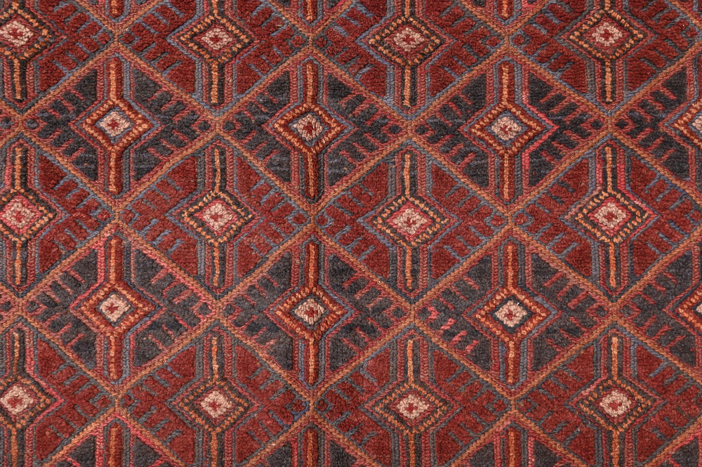 Red Afghan Vintage Tribal  Meshwani Textured Wool Rug 290cm x 205cm