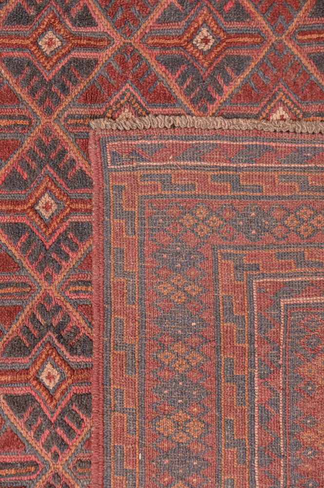 Red Afghan Vintage Tribal  Meshwani Textured Wool Rug 290cm x 205cm