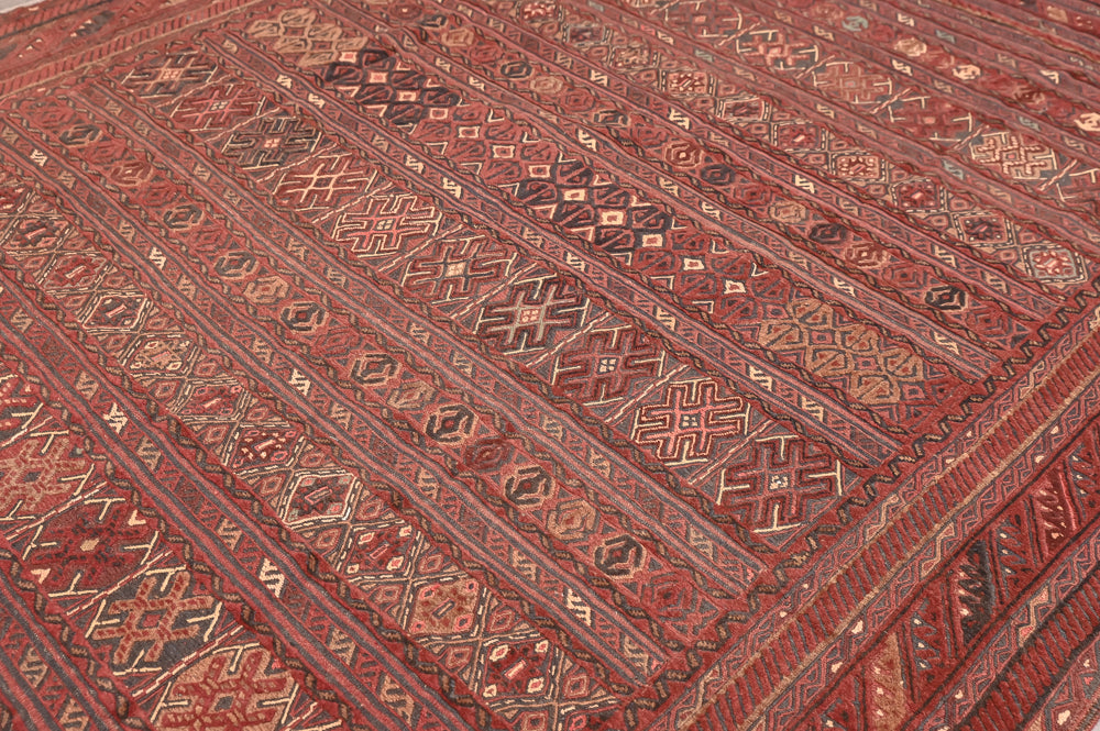 Faded Red Vintage Afghan Tribal Meshwani Textured Wool Rug  280cm x 209cm