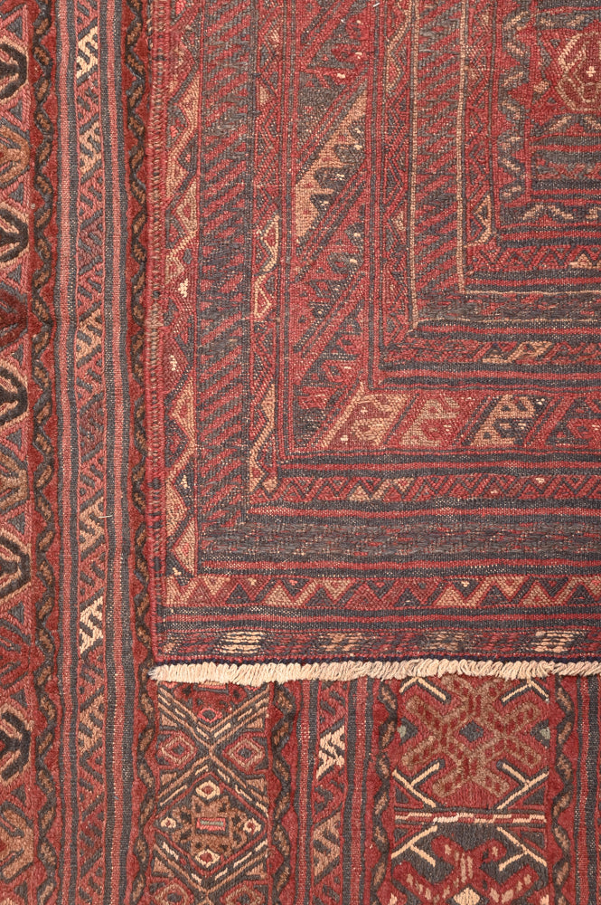 Faded Red Vintage Afghan Tribal Meshwani Textured Wool Rug  280cm x 209cm