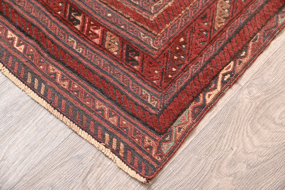 Faded Red Vintage Afghan Tribal Meshwani Textured Wool Rug  280cm x 209cm