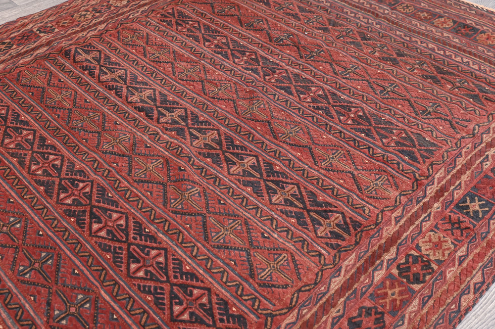 Faded Red Vintage Afghan Tribal Meshwani Textured Wool Rug 280cm x 200cm