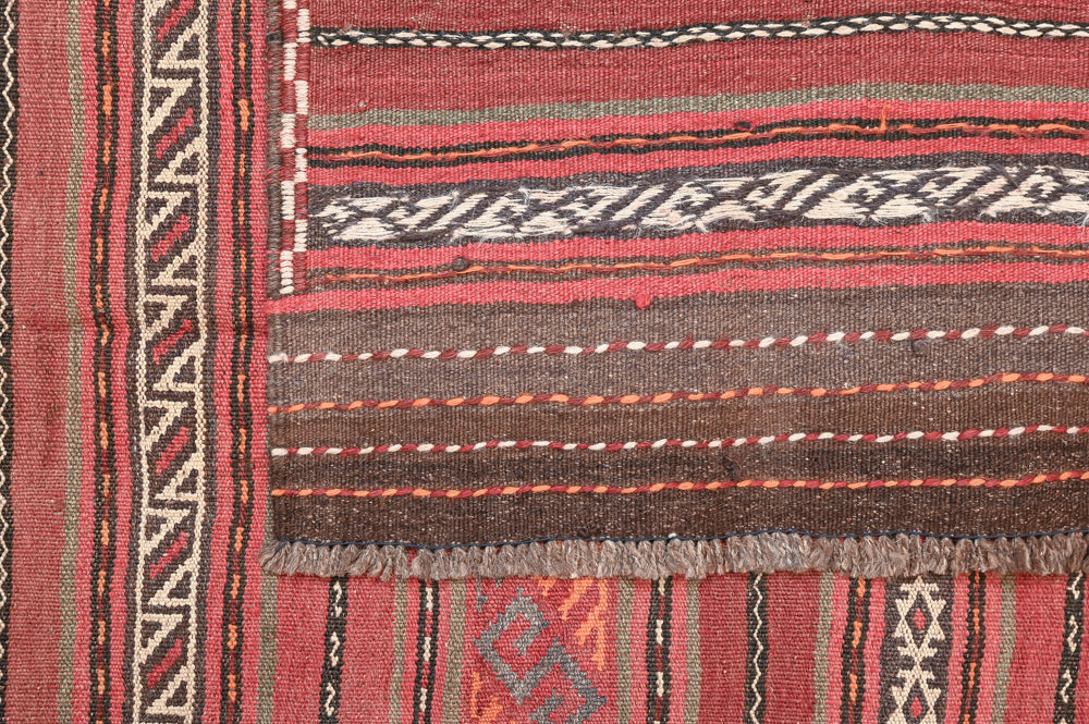 Muted Red Persian Vintage Kilim Wool Rug 318cm x 157cm