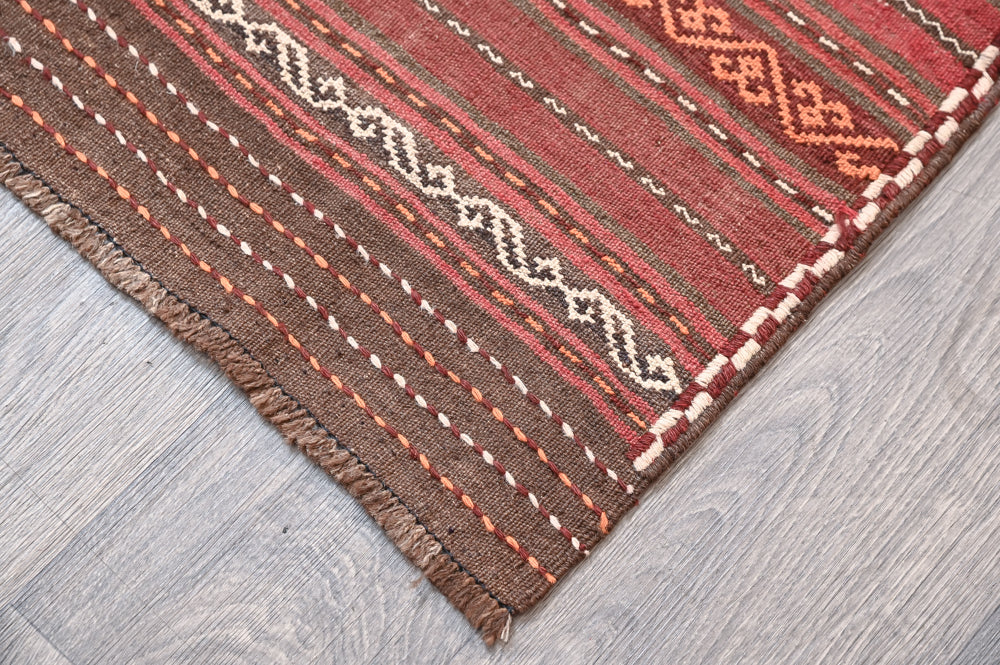 Muted Red Persian Vintage Kilim Wool Rug 318cm x 157cm