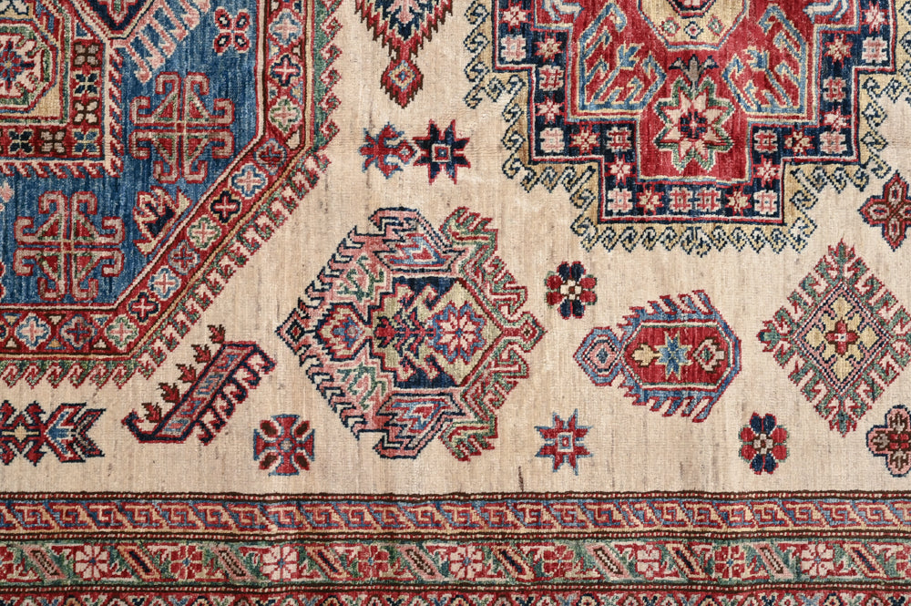 Cream Afghan Super Kazak Wool Rug 313cm x 203cm