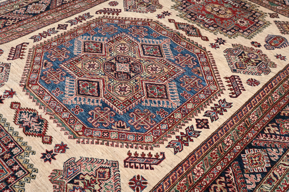 Cream Afghan Super Kazak Wool Rug 313cm x 203cm