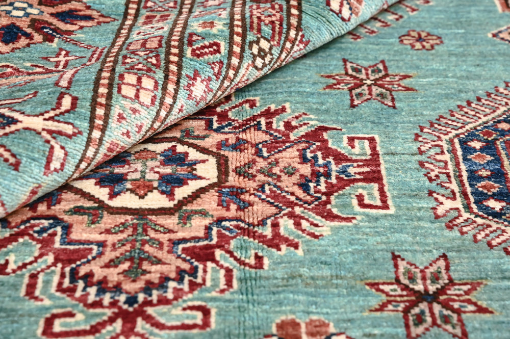 Very Fine Turquoise Afghan Super Kazak Wool Rug 295cm x 258cm