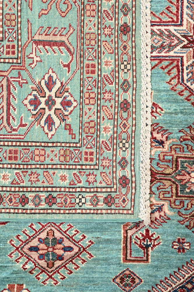 Very Fine Turquoise Afghan Super Kazak Wool Rug 295cm x 258cm