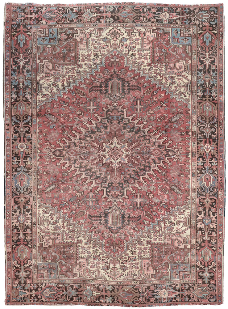 Muted Red Persian Heriz Wool Rug 339cm x 247cm