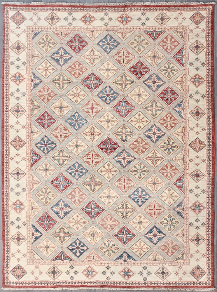 Light Toned Afghan Chobi Geometric Wool Rug 230cm x 174cm