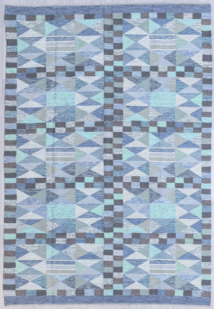 Blue Modern Persian Sumak Wool Rug 277cm x 191cm