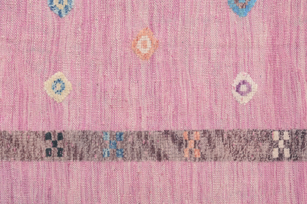 Pink Modern Persian Barjasta Kilim Wool Rug 293cm x 201cm