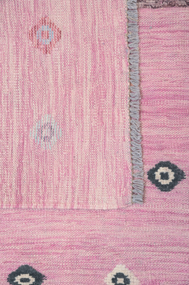 Pink Modern Persian Barjasta Kilim Wool Rug 293cm x 201cm