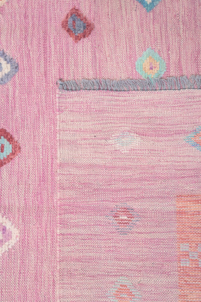 Pink Modern Persian Barjasta Kilim Wool Rug 292cm x 250cm