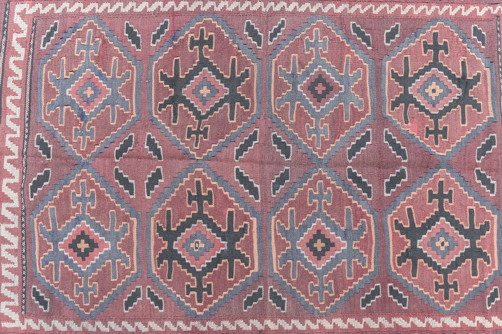 Faded Red Fine Vintage Persian Kilim Wool Rug 280cm x 189cm